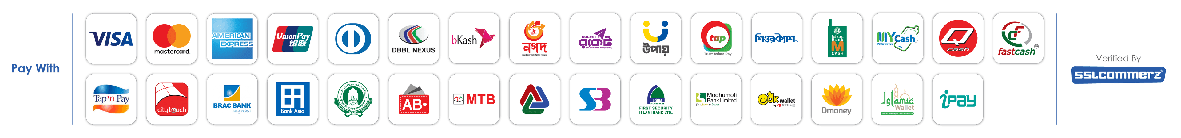 নিরাপদ ডিজিটাল পেমেন্ট মাধ্যমসমূহ — বিকাশ, নগদ, রকেট, ভিসা, মাস্টারকার্ড, উপায় ও সকল প্রধান ব্যাংক সাপোর্টেড